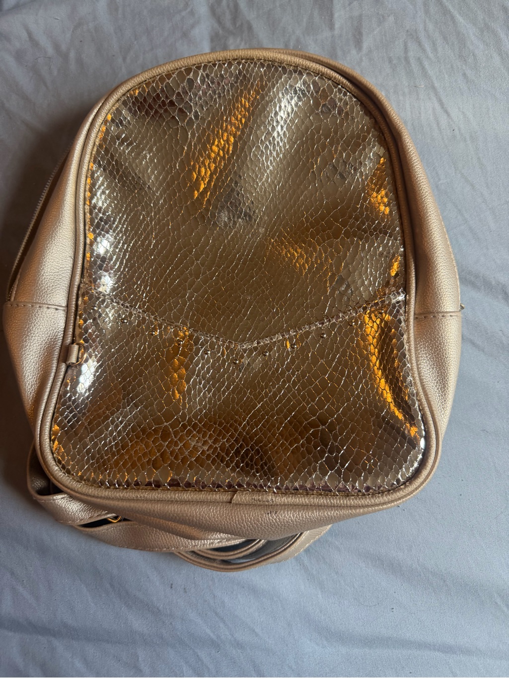Justice Metallic Gold Snake-Textured Mini Backpack